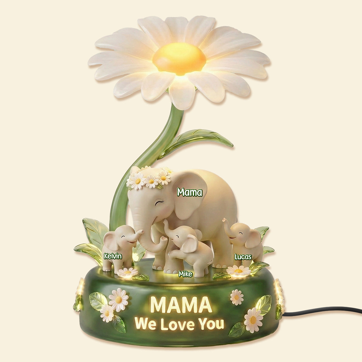 Elephant Mom Acrylic Light Box - Personalized Gifts For Mother and Grandma 03namg260226-Homacus