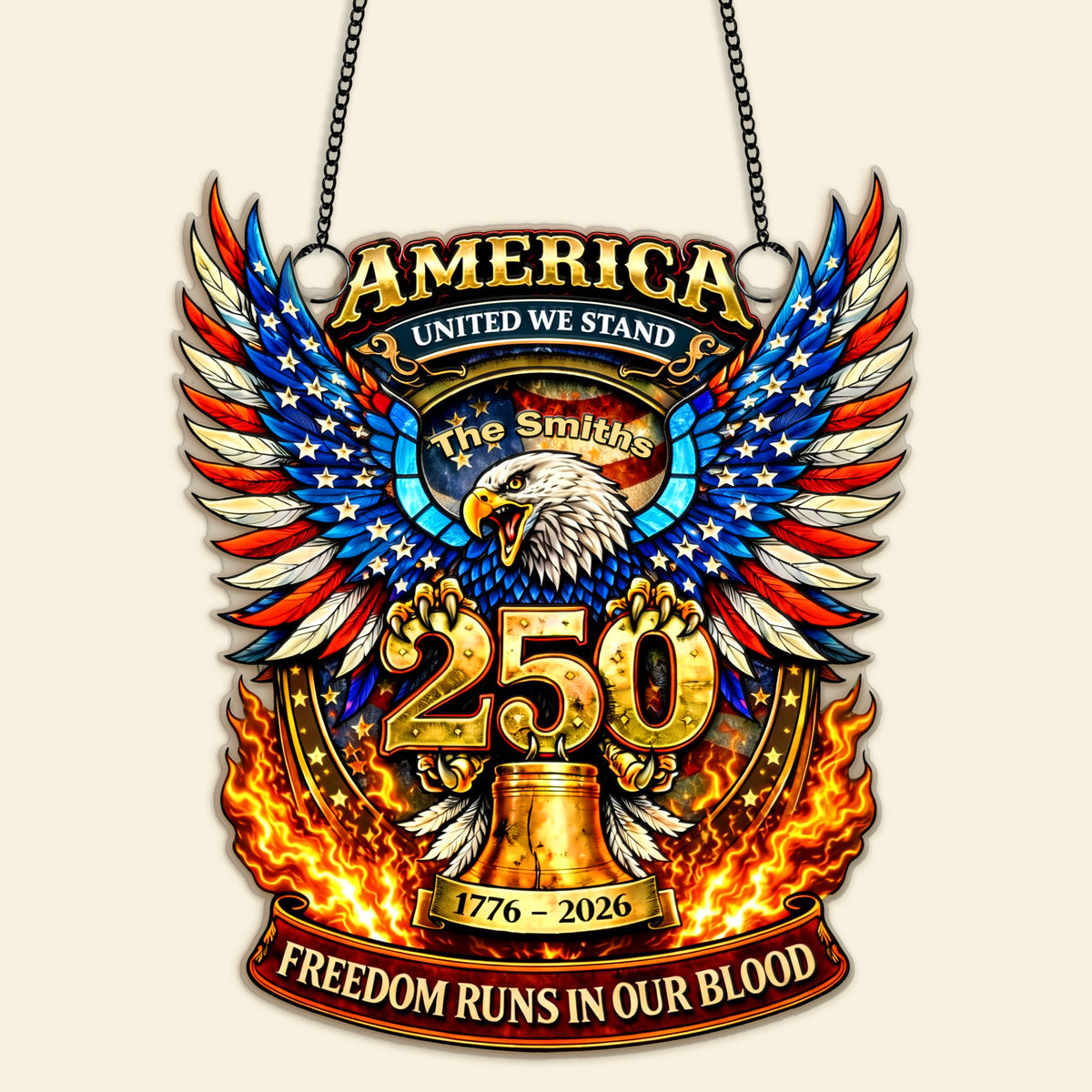 250 Years of Freedom Suncatcher Ornament Personalized Patriotic Gifts 04TYMG100326-Homacus