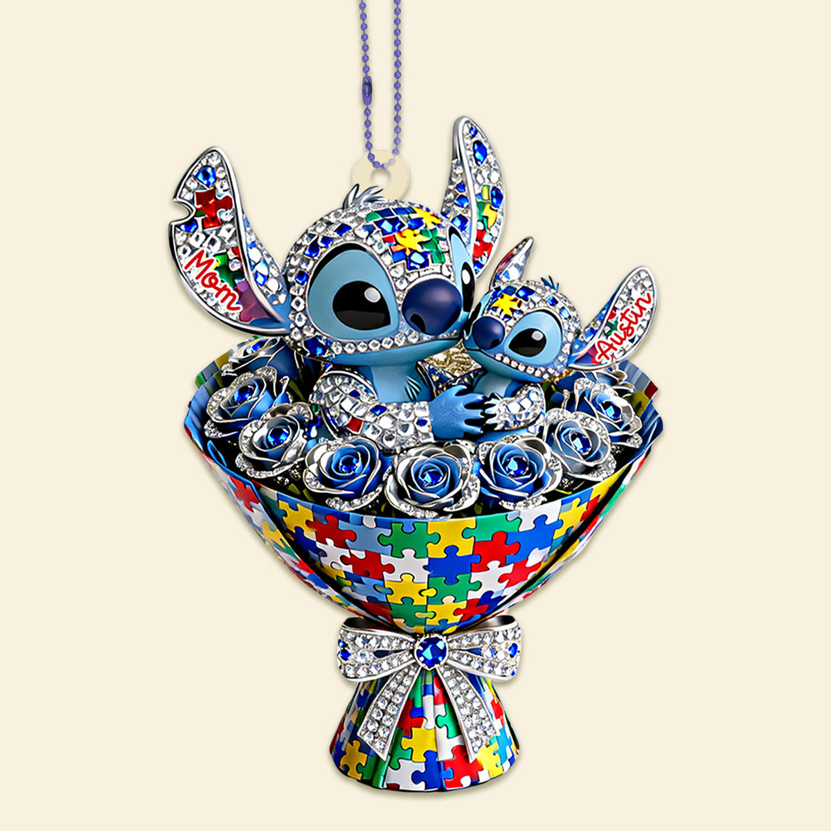 Puzzle Bouquet Mom Keychain - Personalized Gift For Autism Mom 04OHMG050226-Homacus