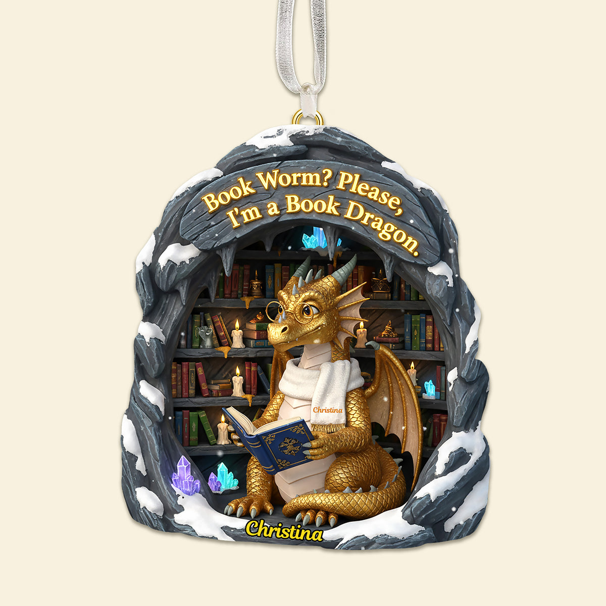Bookworm Christmas Ornament Personalized Gifts For Book Lovers 04HYMG241025-Homacus