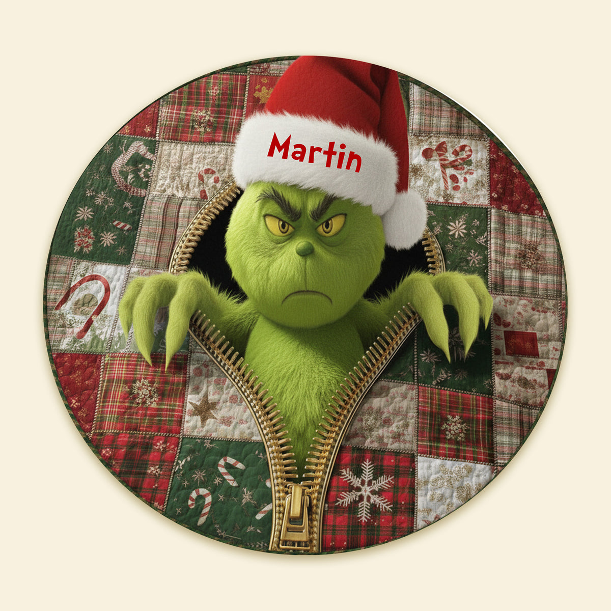 Christmas Fun Quilted Round Mat Personalized Gifts 05NAMG231025-Homacus