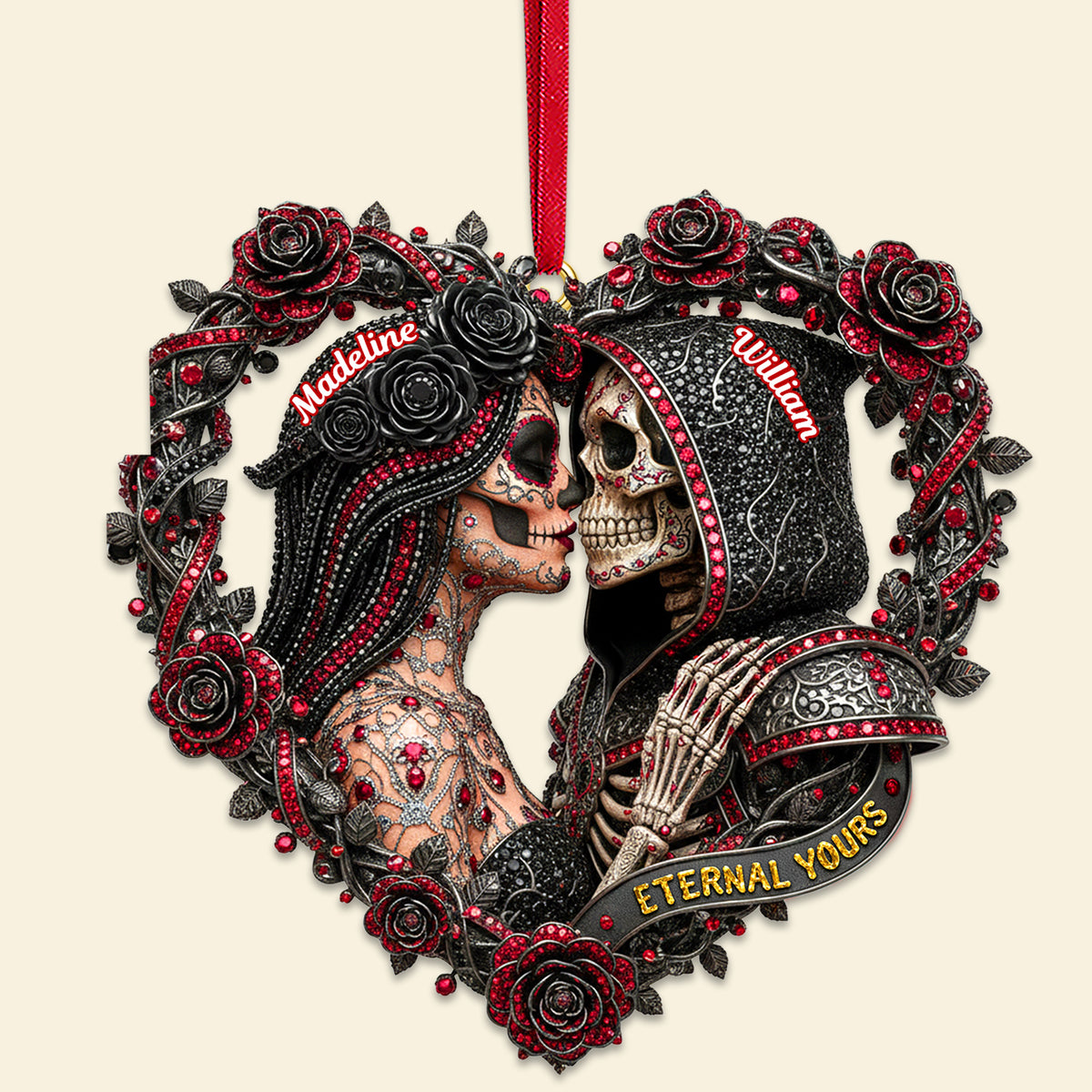 Skull Couple Ornament Personalized Christmas Gifts 04OHMG231025-Homacus