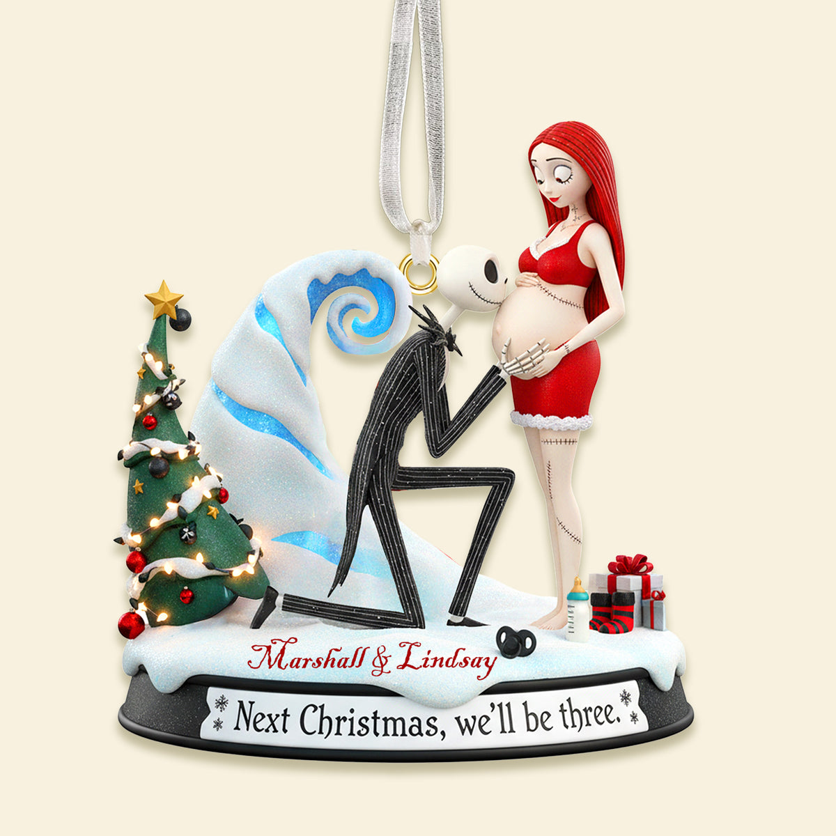 Pregnant Couple Ornament - Personalized Gift For Couple Christmas Ornament 05OHMG091025-Homacus