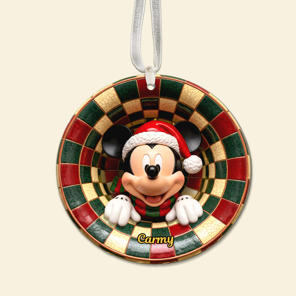 Cute Round Ceramic Ornament - Personalized Gift For Christmas Ornament 04PGMG021025-Homacus