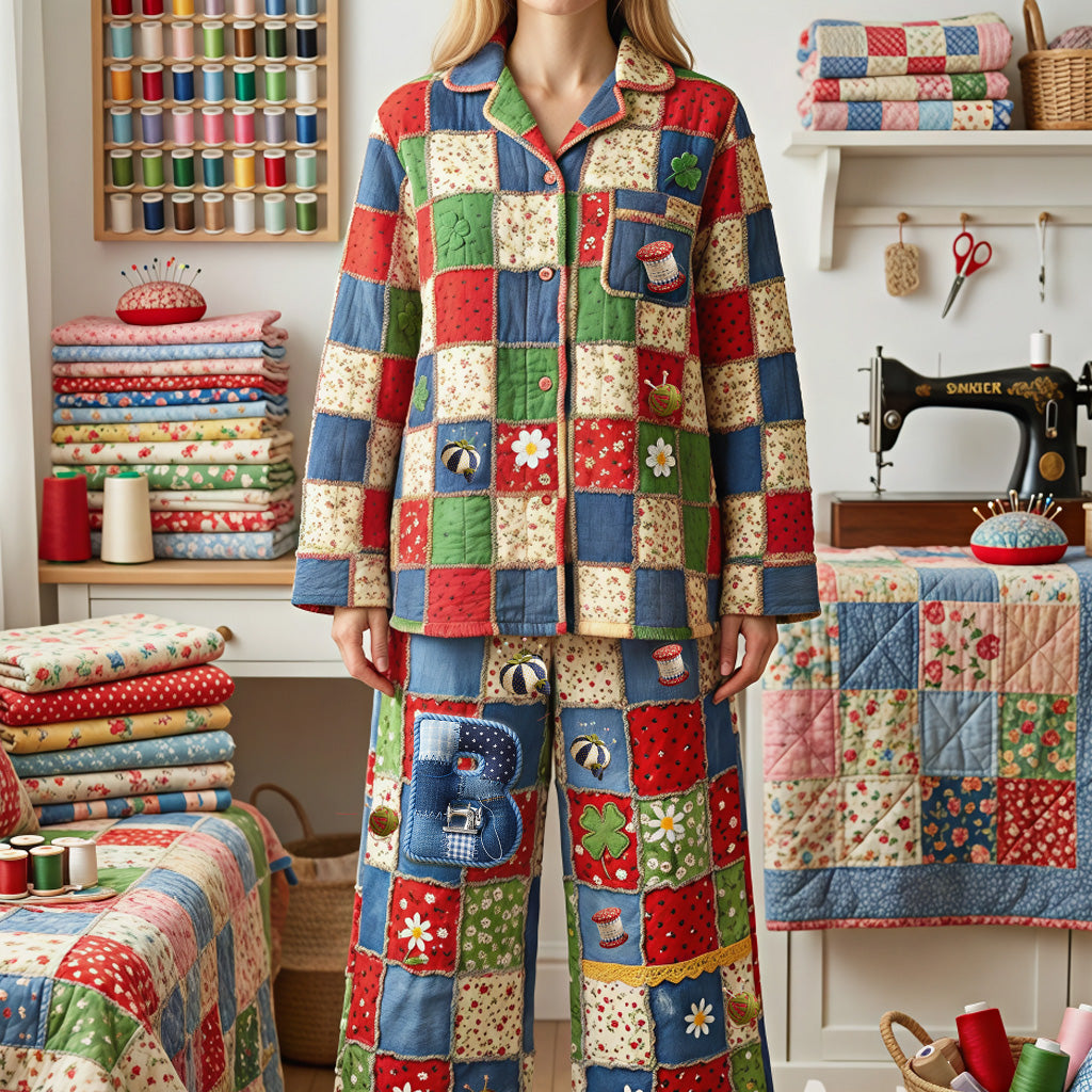 Sewing Patchwork Pajama Set - Personalized Gifts For Sewing Lovers 03pamg101225-Homacus