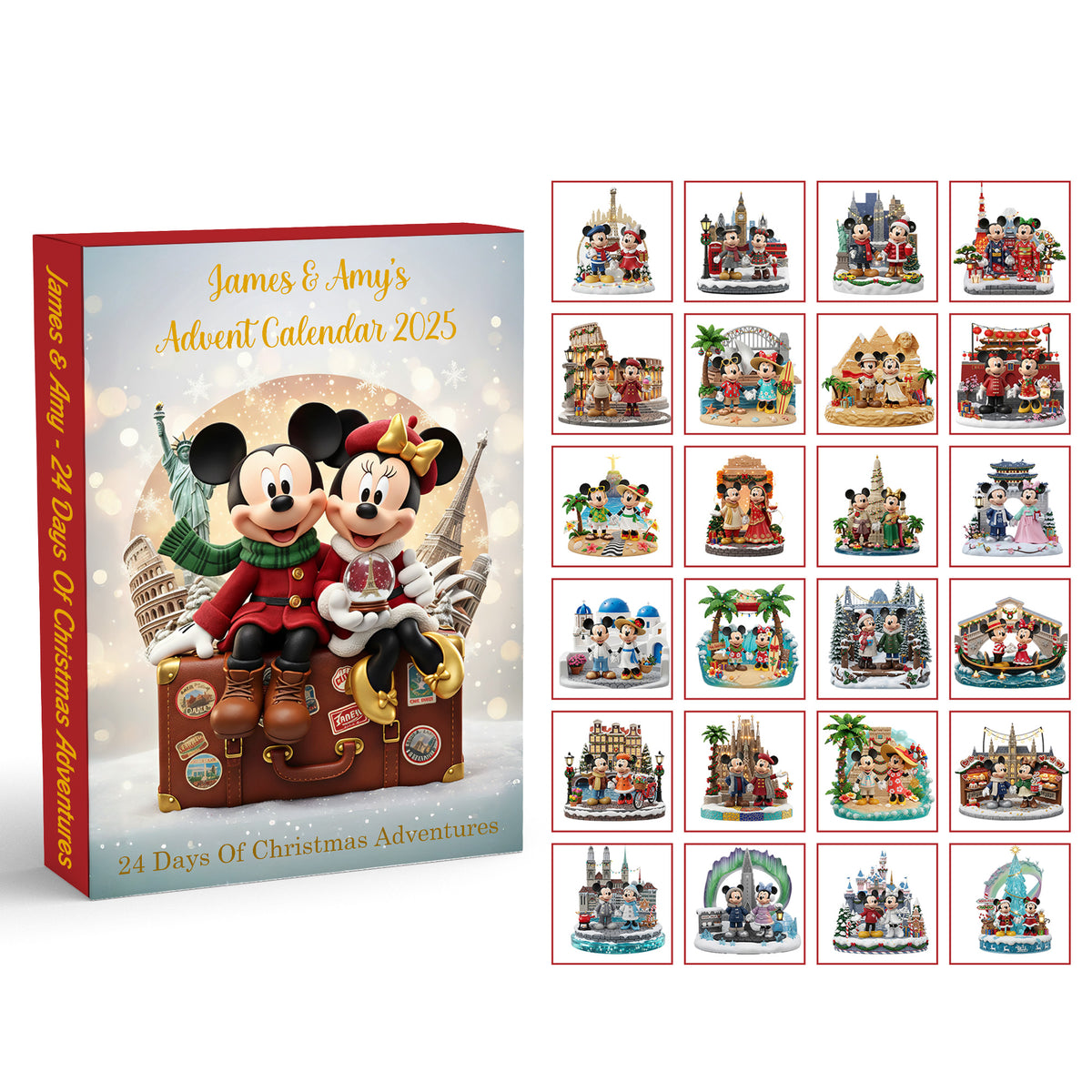 Travel Couple Custom Christmas Advent Calendar Acrylic Blind Box - Personalized Gift For Christmas Couple Blind Box 01NAMG151025-Homacus
