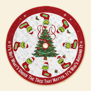 Green Monster Stocking Family Tree Skirts - Personalized Gift For Family Christmas Tree Skirt 04NAMG240925-Homacus