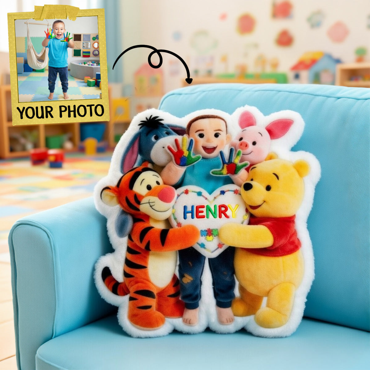 Custom Photo Cute Friends With Autism Pillow, Personalized Gifts For Autism Kids 02qhmg200326-Homacus