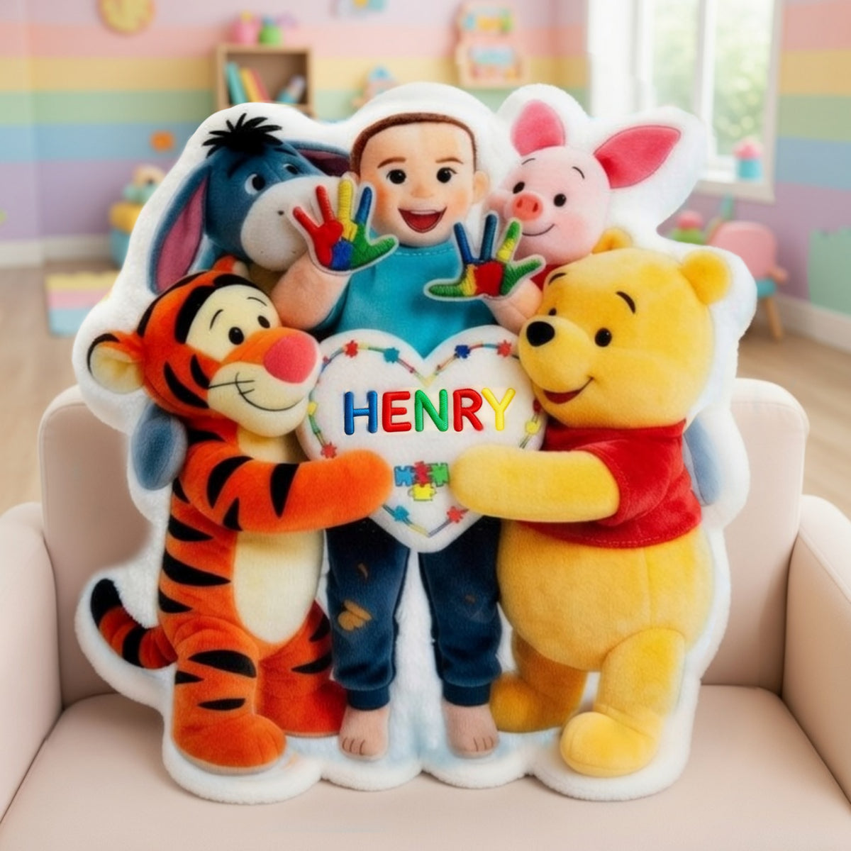 Custom Photo Cute Friends With Autism Pillow, Personalized Gifts For Autism Kids 02qhmg200326-Homacus