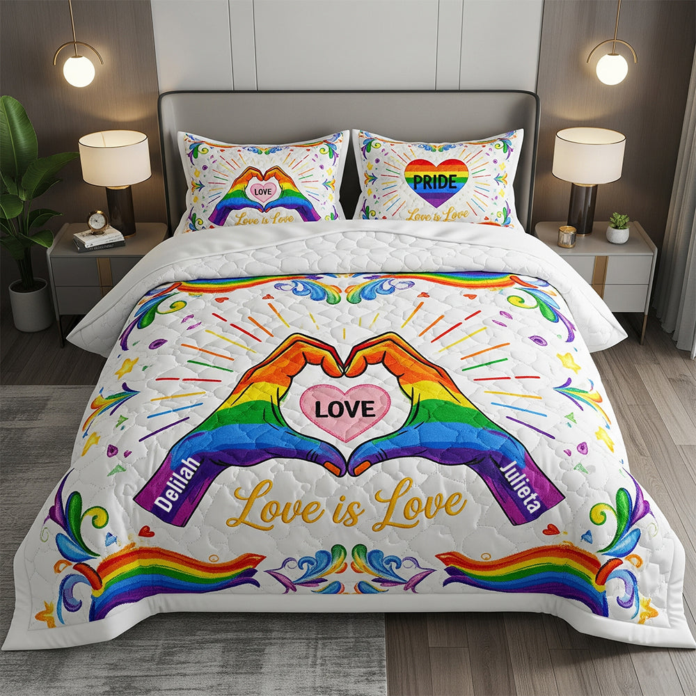 Love Is Love Quilt Bed Set Special Line - Personalized Gift For LGBT+ Pride 01OHDT310525-Homacus