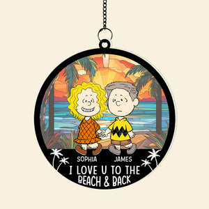 Personalized Gift For Couple Suncatcher Ornament, Cartoon Couple Hand in Hand On The Beach Summer 05todc190724hh-Homacus