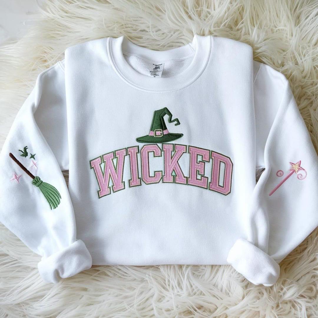 Christmas Embroidered Shirt Witch Pink and Green 01ACXX021224-Homacus