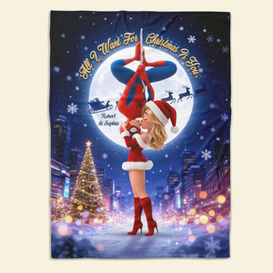 Kissing Couple Christmas Blanket - Personalized Gifts For Couple Blanket 02HUTI290826-Homacus