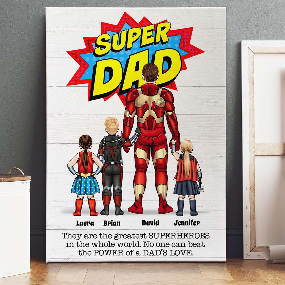 Personalized Print Gifts For Dad Canvas Super Dad-Homacus
