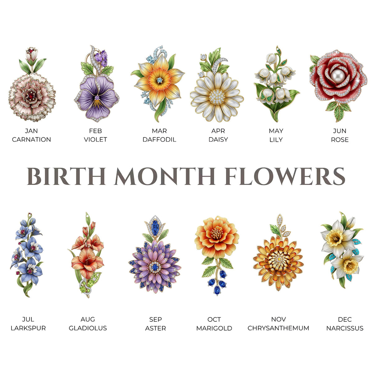 Birth Month Flower Earrings - Personalized Gifts For Her 03huti030725-Homacus