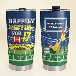 Personalized Gifts For American Football Couple 20oz Tumbler Happily Married 02TOLU110125PA