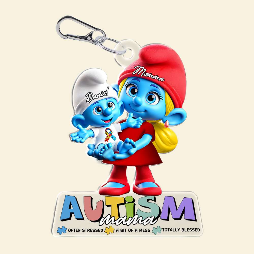 Personalized Gifts For Autism Mom Keychain Mom Holding Her Baby 05TGLU220225-Homacus