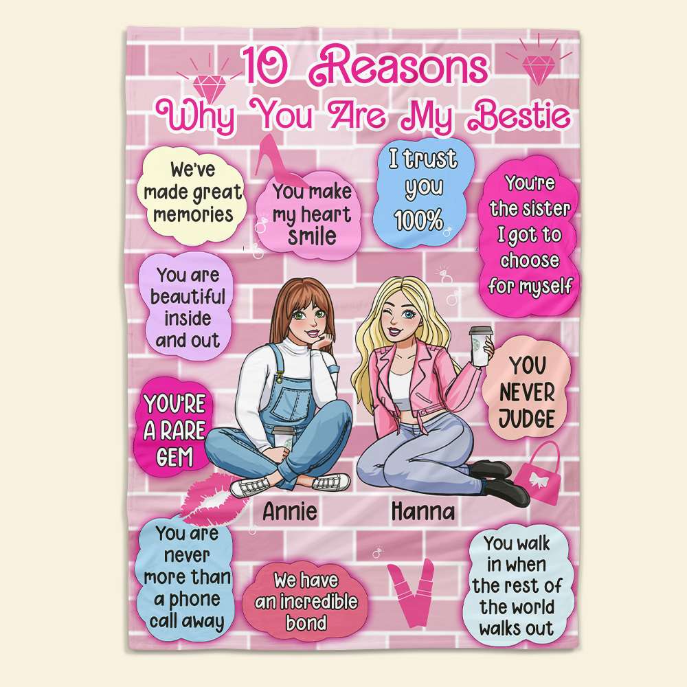 Personalized Gifts For Besties Blanket Reasons Why You Are My Bestie 04KALU031224HH-Homacus