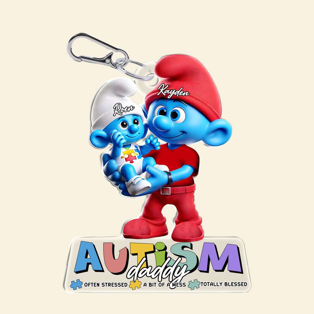 Personalized Gifts For Autism Dad Keychain Daddy Holding Her Baby 051TGLU220225-Homacus