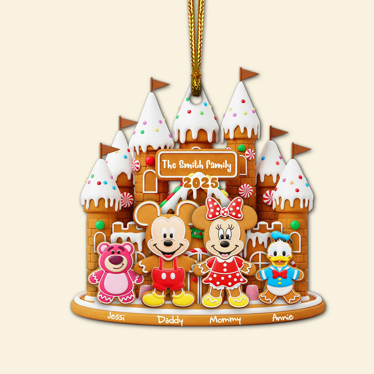 Gingerbread Family Castle Ornament - Personalized Christmas Gifts For Family 05NALU160825-Homacus