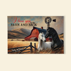 Personalized Gifts For Couple Wall Art, Horse Couple I Love You To The Barn 01QHLU121224-Homacus