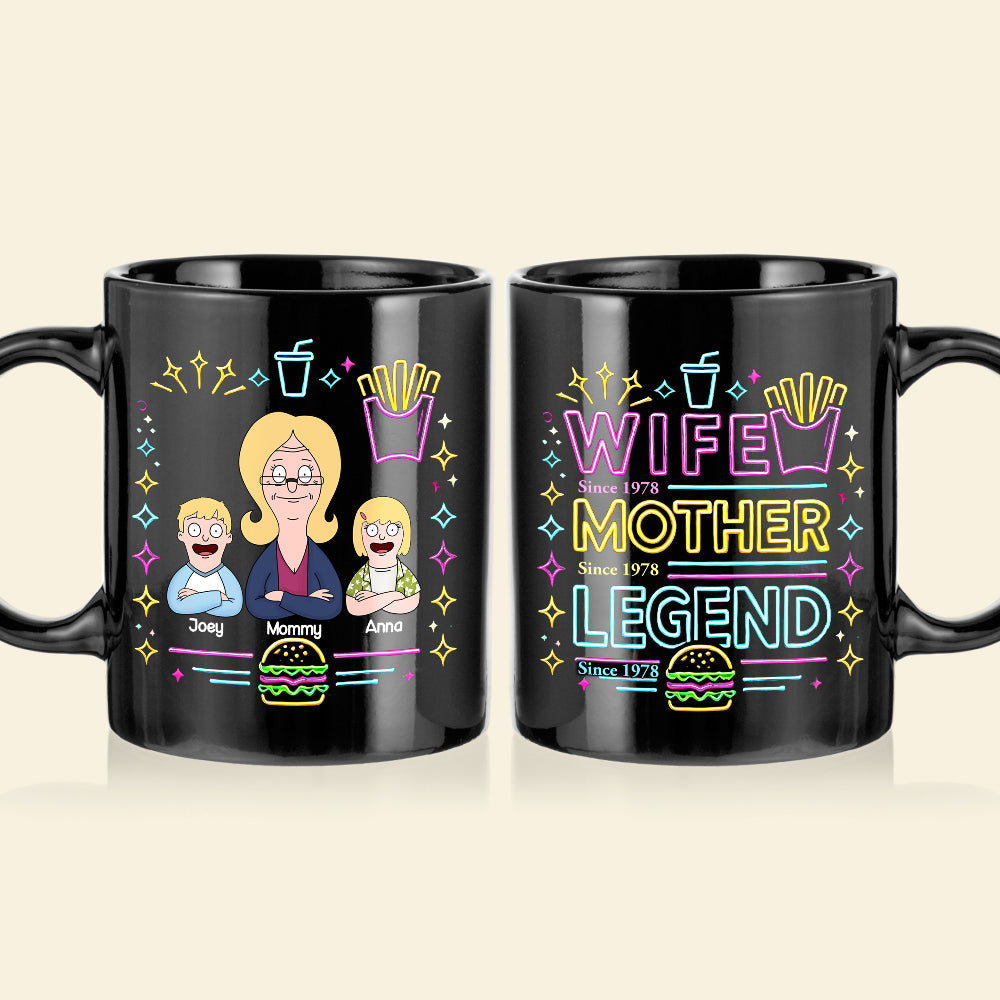 Personalized Gifts For Mom Black Mug, Legend Wife Mom 04TGLU070325HG-Homacus