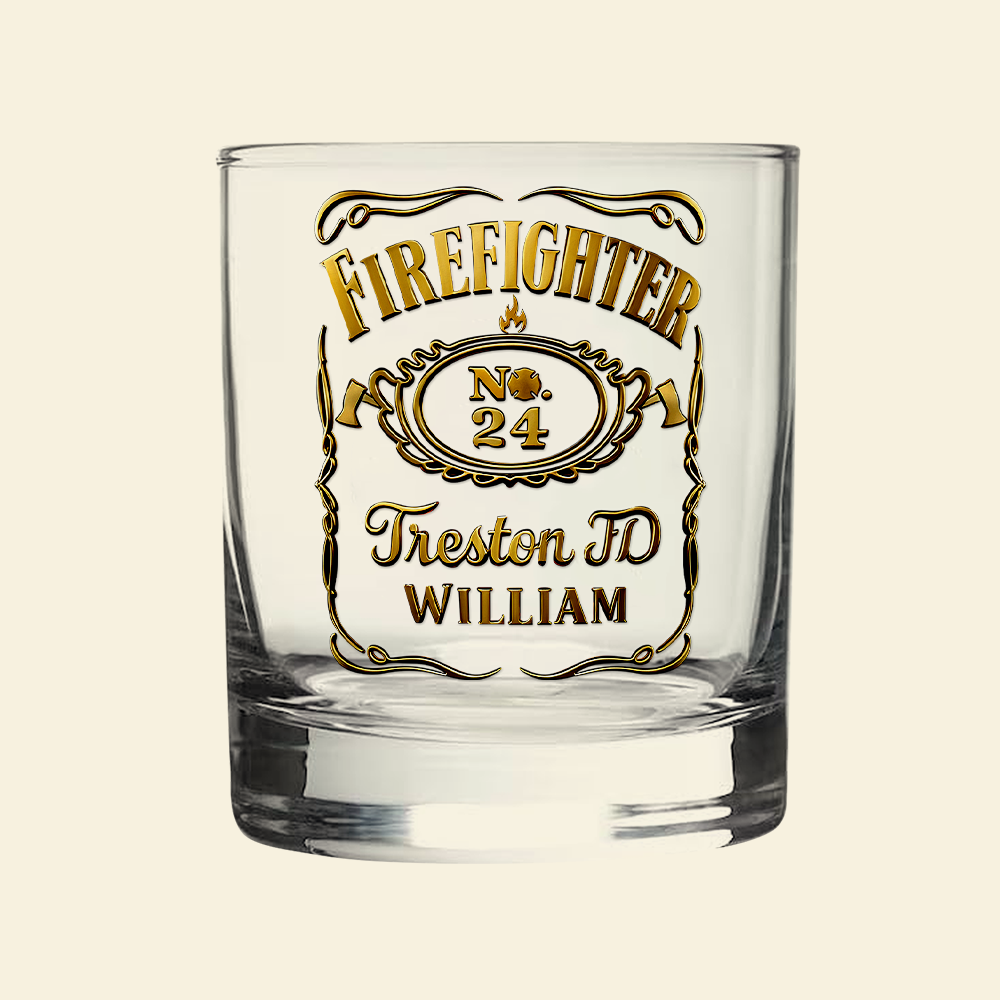 Firefighter Label Whiskey Glass - Personalized Gifts For Firefighter (Retiree & On Duty) 03QHLU070825-Homacus