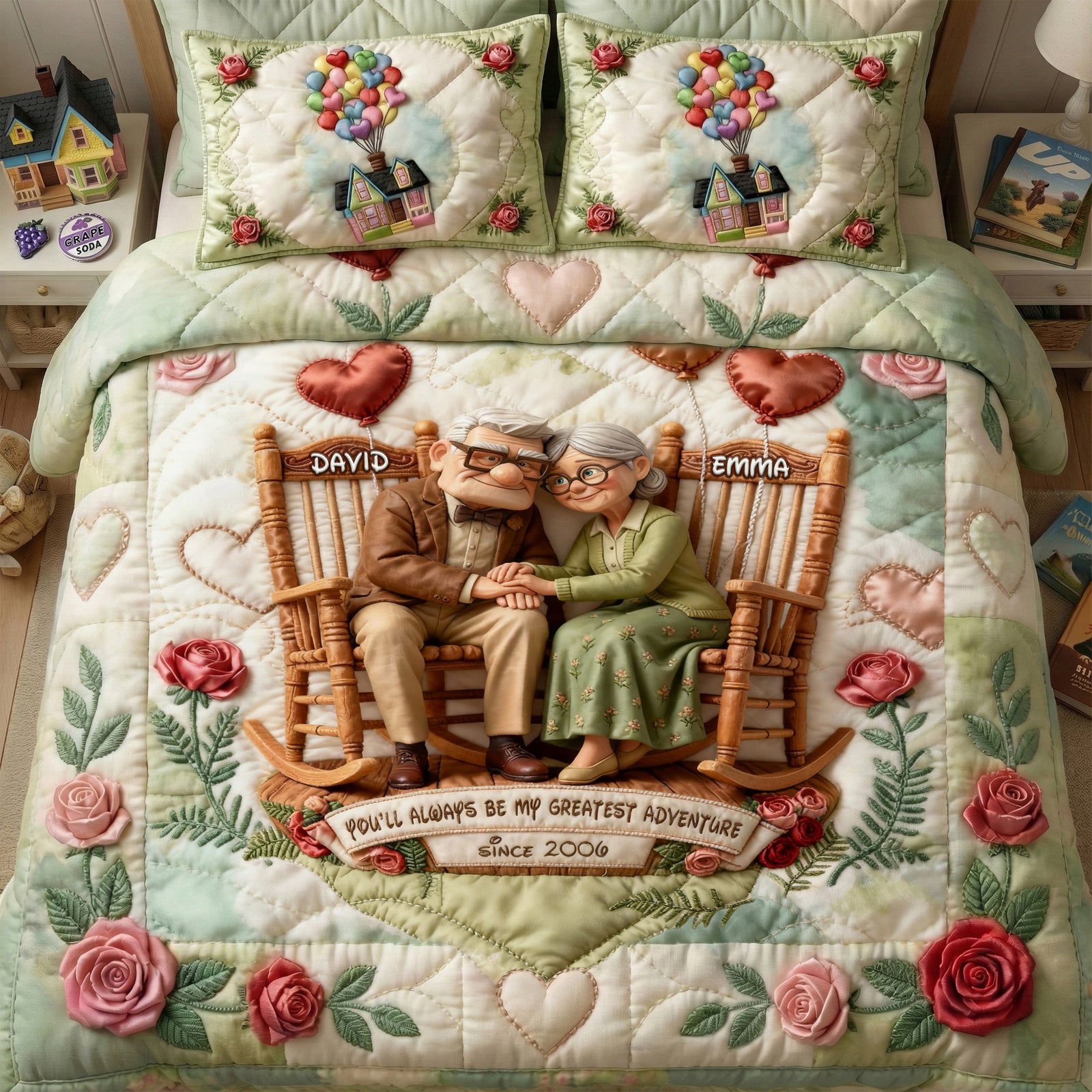 Happy Grow Old Couple Quilt Bed Set - Personalized Gifts For Couple 01QHLU281125-Homacus