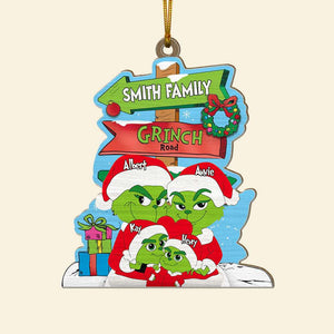 Personalized Gifts For Family, Green Monsters Family Wood Ornament Christmas 04XQLU291024-Homacus