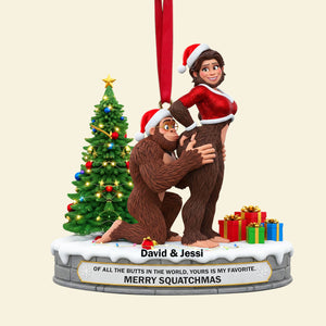 Playful Bigfoot Couple Ornament -  Personalized Christmas Gift For Couples 01OHLU160925
