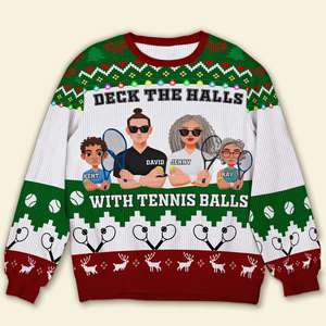 Personalized Gifts For Family Love Tennis, Christmas Ugly Sweater 03TOLU241024PA-Homacus