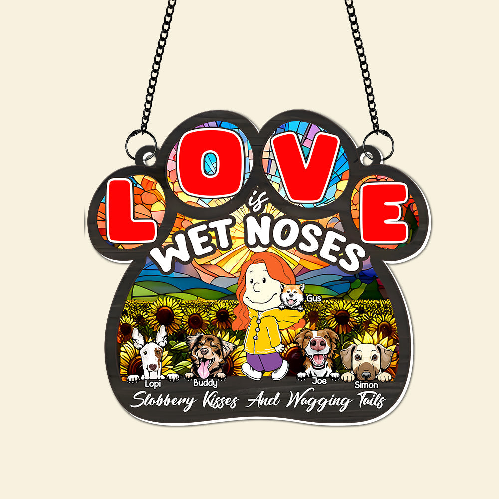 Personalized Gifts For Mom Suncatcher Mom & Furry Babies In Floral Landscape 02KALU240225HH-Homacus