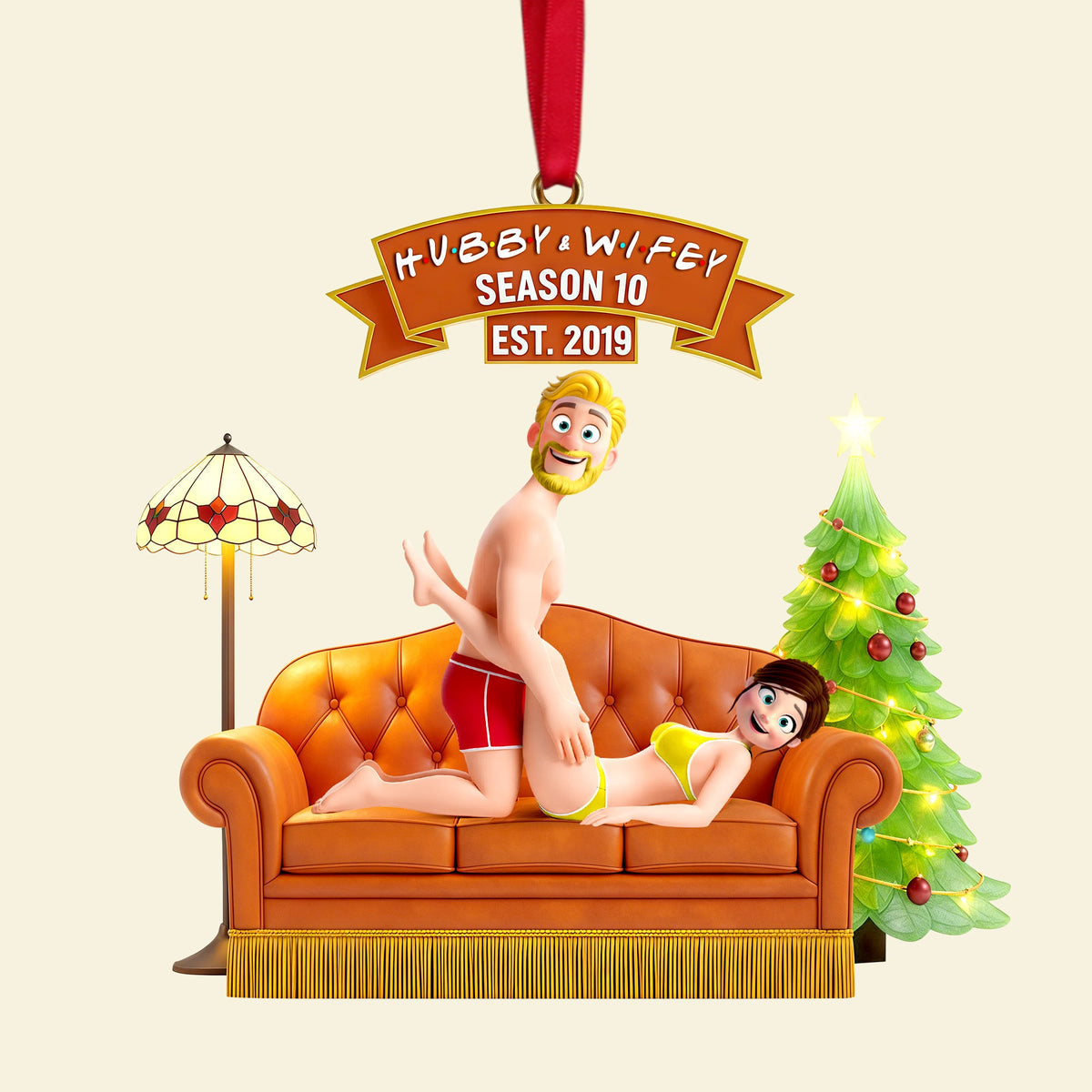 Flirty Couple Acrylic Ornament - Personalized Gift For Couples 08OHLU051125-Homacus