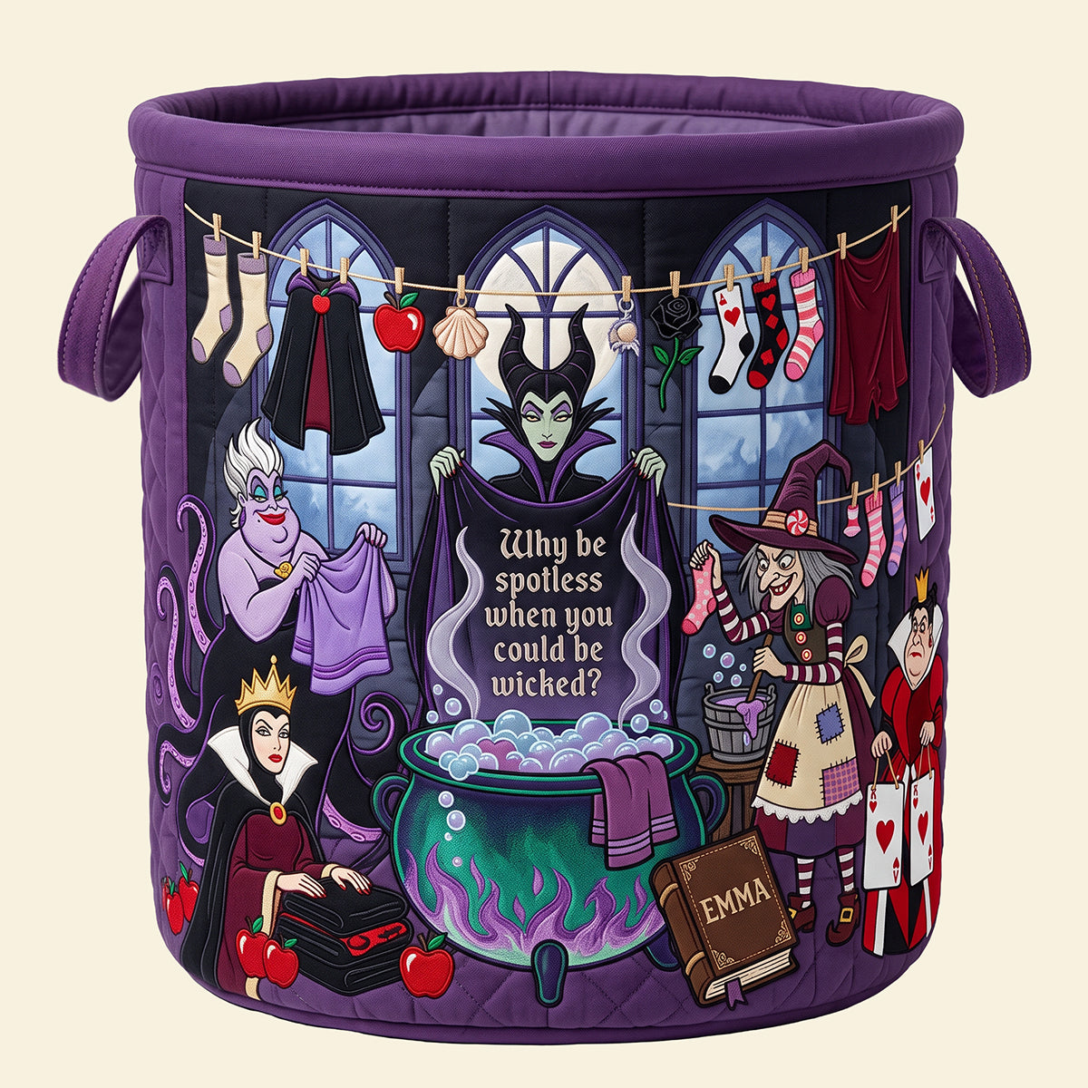Villains Doing Laundry Quilted Laundry Basket - Personalized Gifts 04hata180726-Homacus