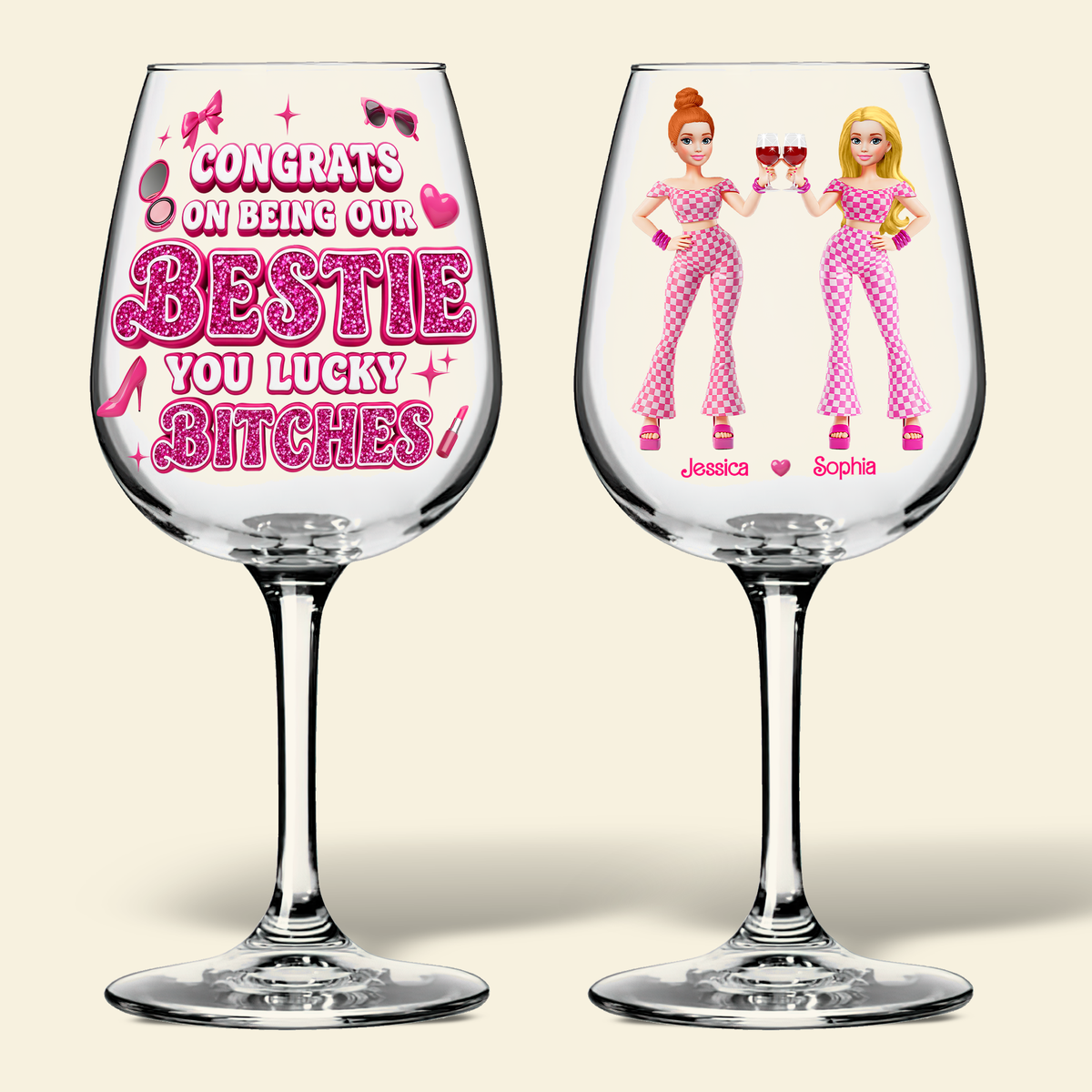 Forever Besties Wine Glass - Personalized Gifts For Besties 03OHLU110825-Homacus