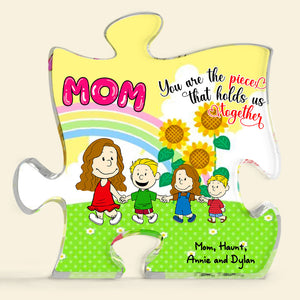 Personalized Gifts For Mom Shaped Acrylic Plaque Mom & Little Ones Holding Hand 02XQLU200125HH-Homacus