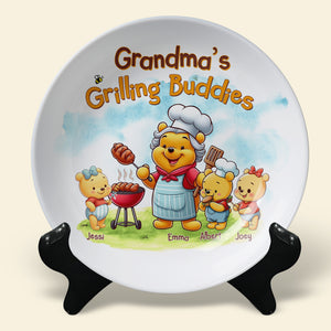 Personalized Gifts For Grandma Round Plate Grilling Buddies 02OHLU140325-Homacus