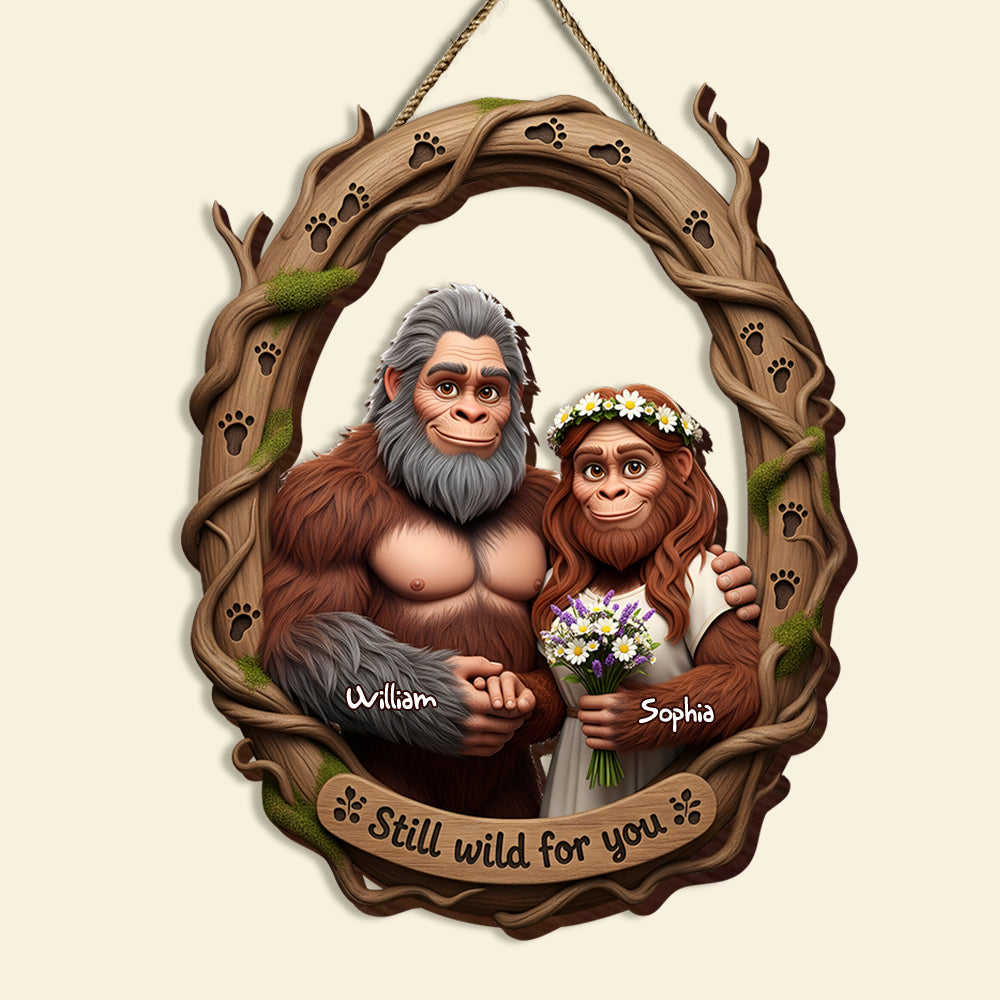 Bigfoot Couple Wood Sign - Personalized Xmas Gifts For Couple 03OHLU310525-Homacus
