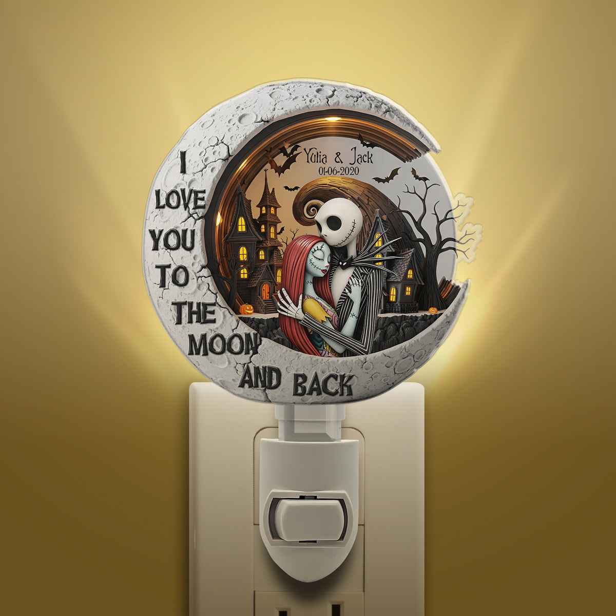 Spooky Moon Night Acrylic Night Light Personalized Gift For Couple 02QHLU230525-Homacus