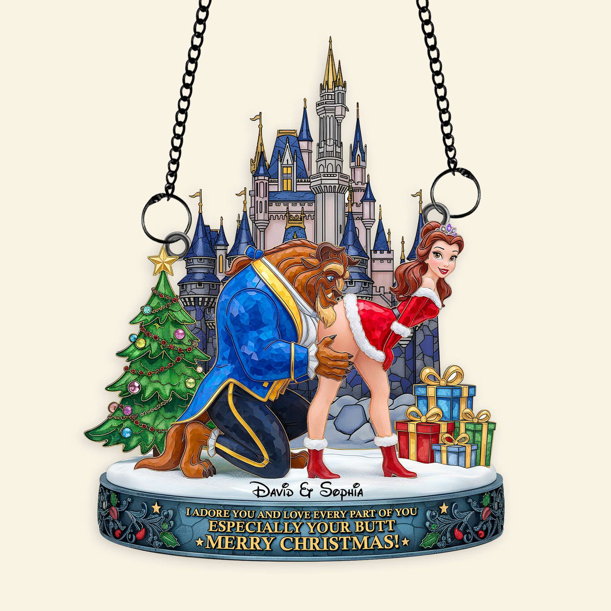 Cheeky Kiss Couple Suncatcher - Personalized Chritsmas Gift For Couples 07OHLU170925-Homacus