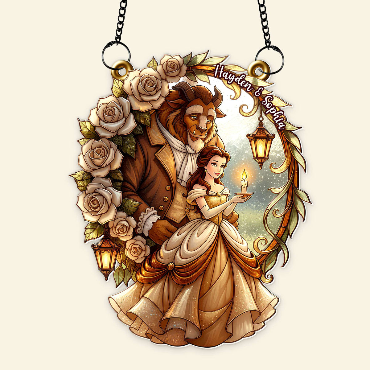 Enchanted Rose Couple Suncatcher - Personalized Gifts For Couples 01PALU031225-Homacus