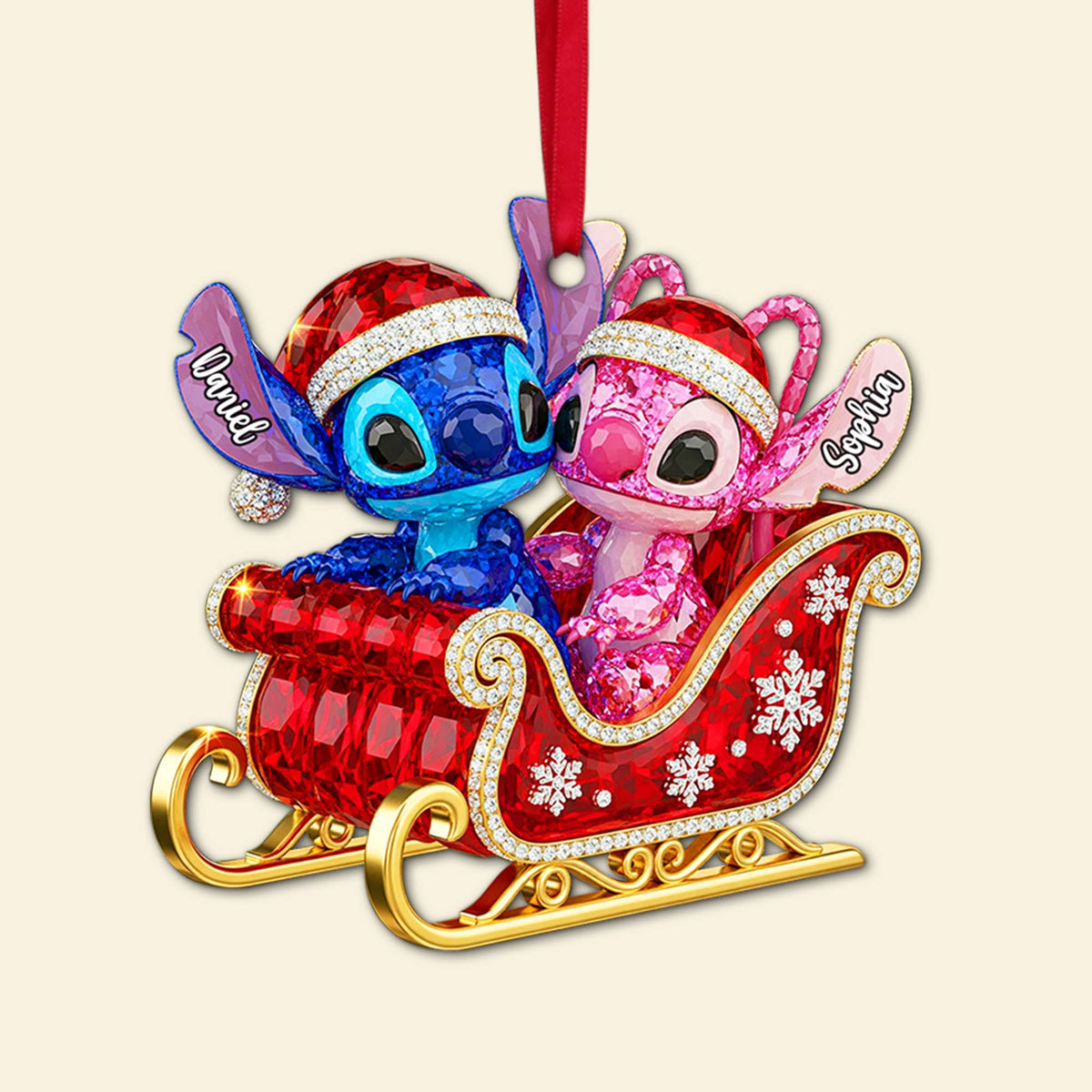 Alien Couple Sleigh Christmas Ornament - Personalized Christmas Gifts For Couple 03PGLU160825-Homacus