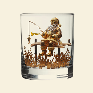 Santa’s Fishing Time Drinking Glass - Personalized Gift For Fishing Lovers 01PALU211025-Homacus