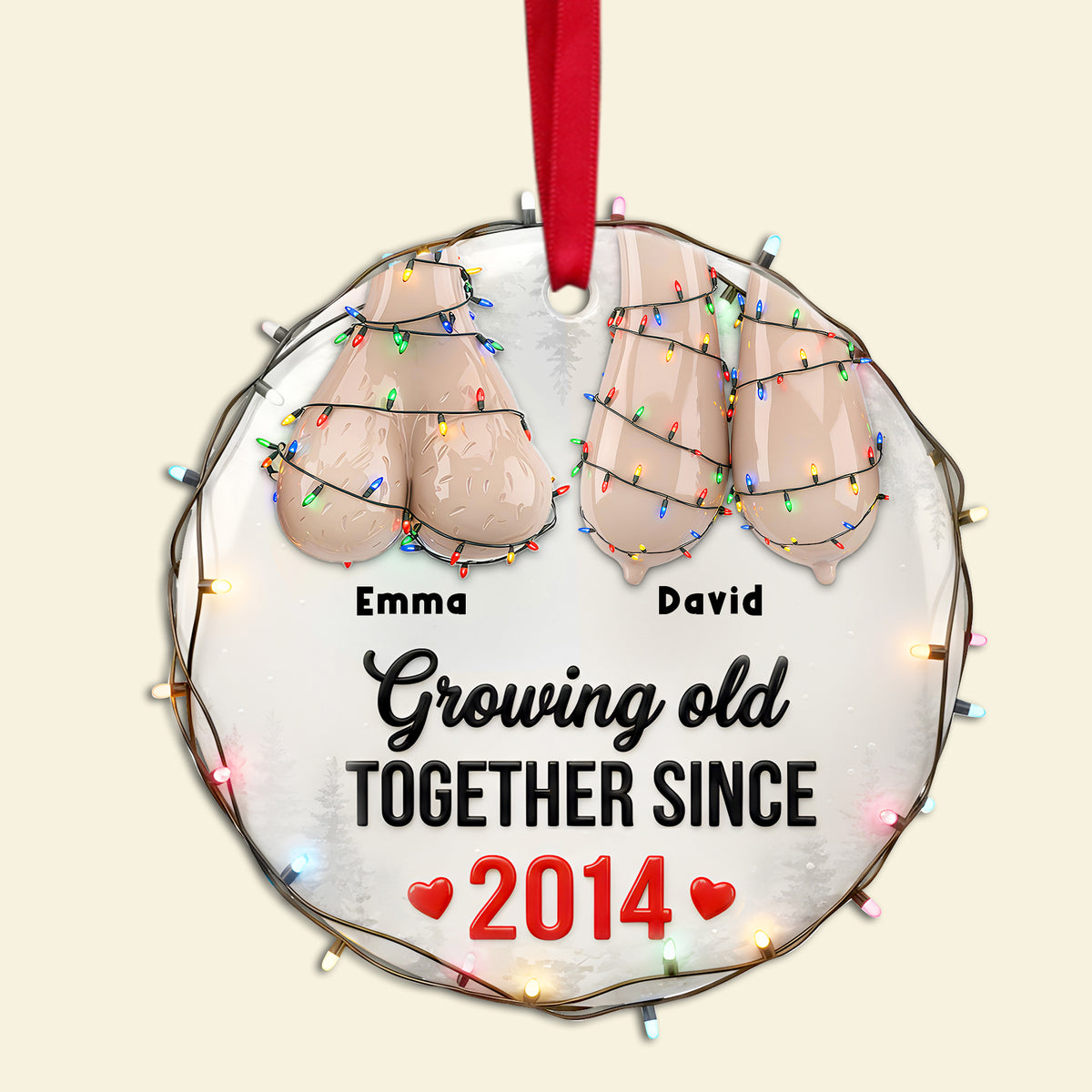 Funny Old Couple Ornament - Personalized Gift For Couple Christmas Ornament 01OHLU251025-Homacus