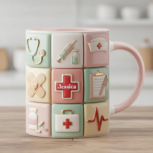Medical Patchwork Accent Mug - Personalized Gifts For Nurses 01TOLU281025-Homacus