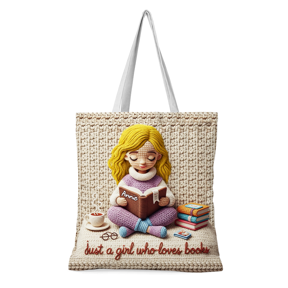 Knitted Girl Reading Book Tote Bag - Personalized Gifts For Book Lovers 03TGLU290725-Homacus