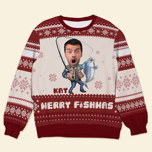 Custom Photo Gifts For Fishing Lover Christmas Ugly Sweater 03TOLU091024-Homacus