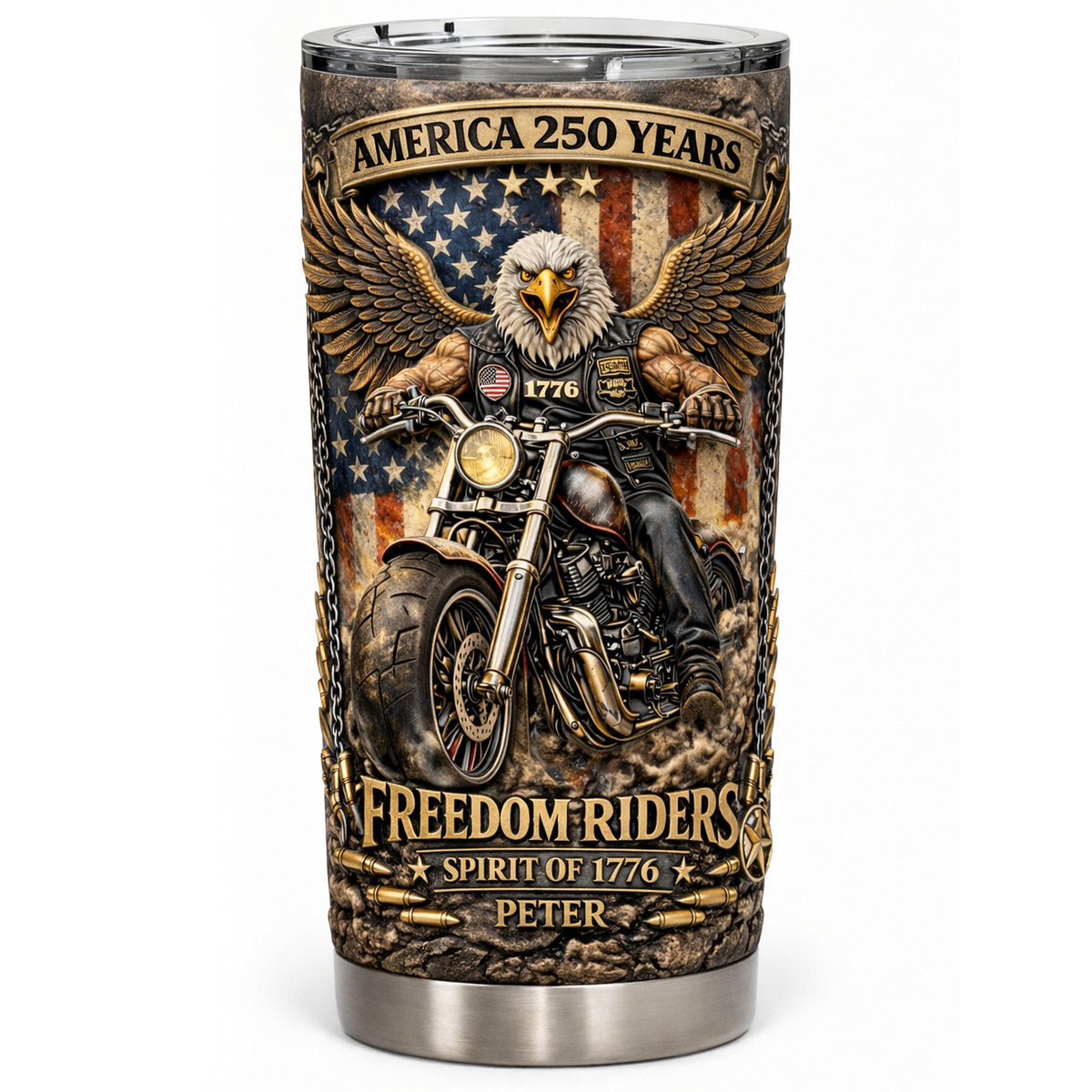Freedom Riders 250th Anniversary Tumbler - Personalized Gifts For Bikers 04TYLU090326-Homacus