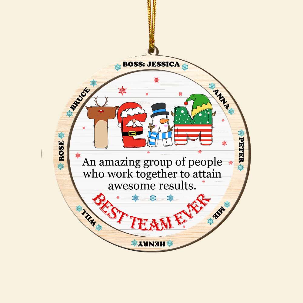 Custom Name Gifts For Coworker Wood Ornament Best Team Ever 04XQLU221124-Homacus