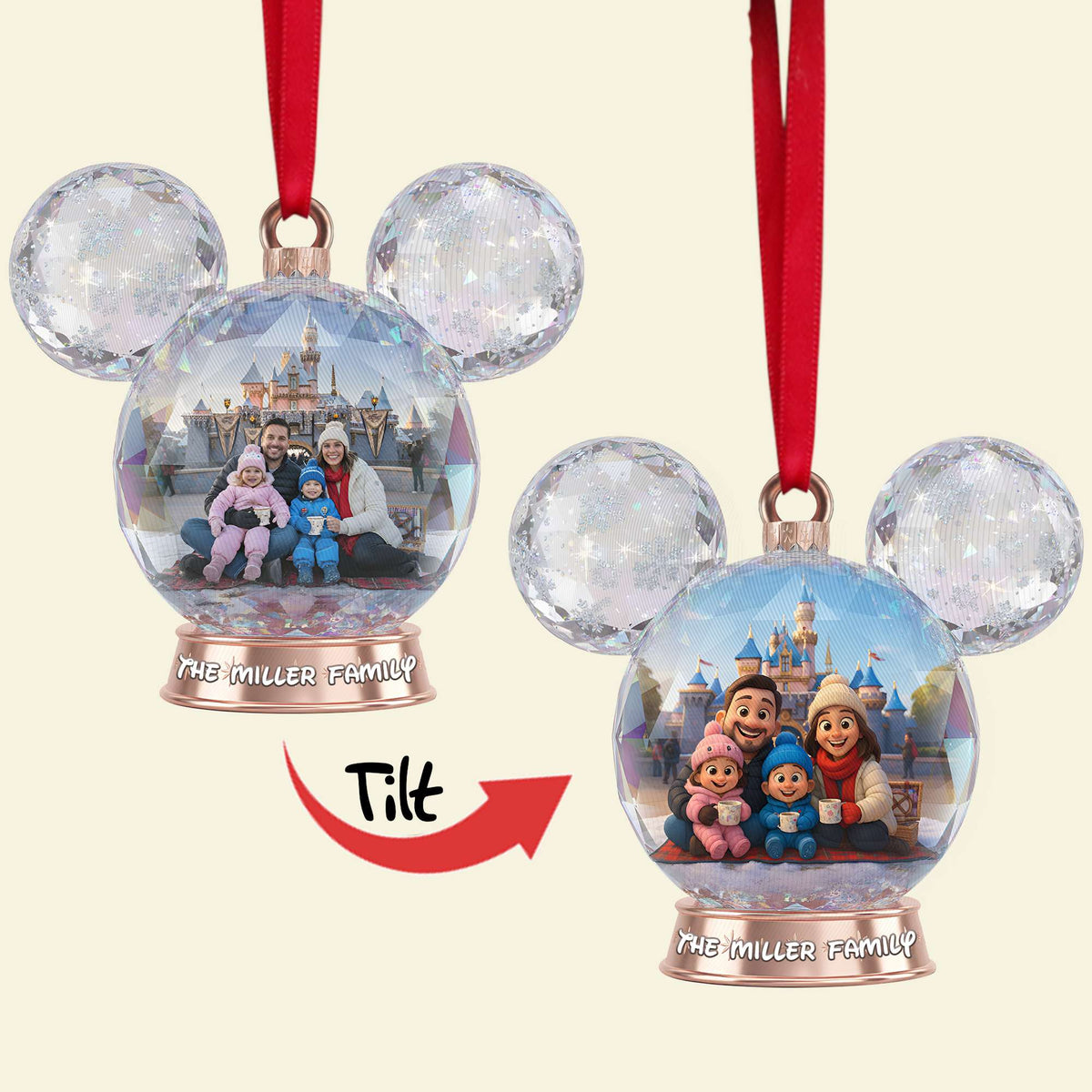 Sparkle Globe Christmas Lenticular Ornament - Personalized Custom Photo Gifts For Family 07NALU240925-Homacus